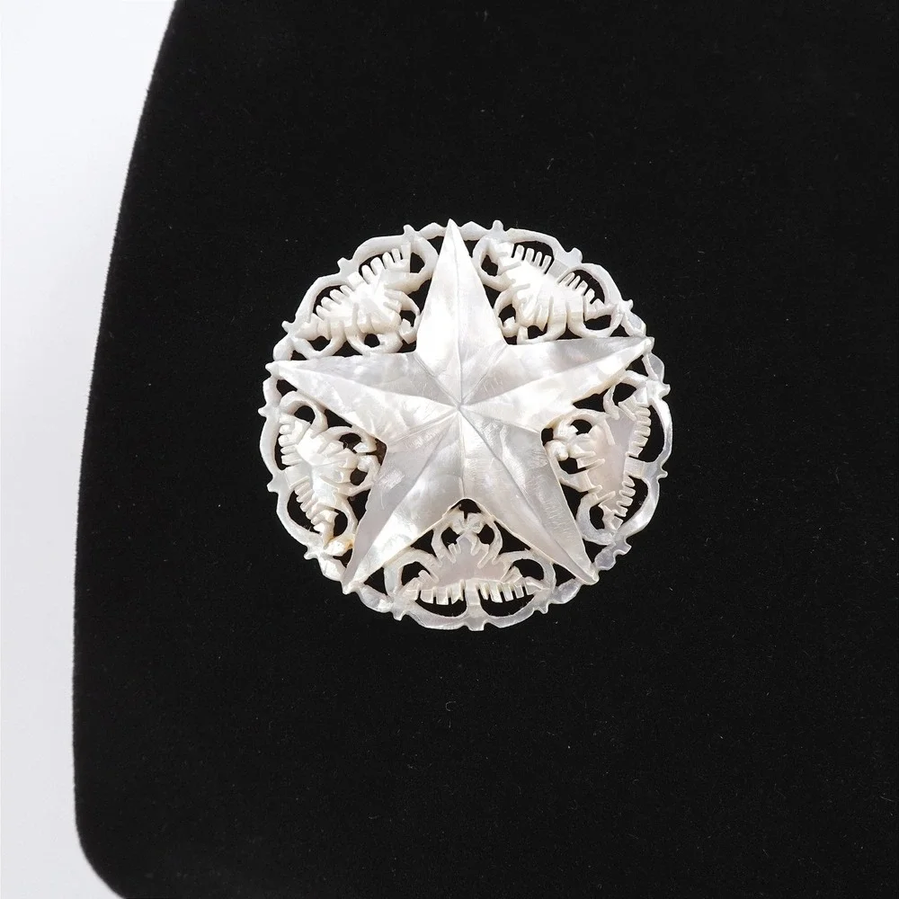 Vintage Mother of‎ Pearl Star of Bethlehem Pendant Openwork Intricate